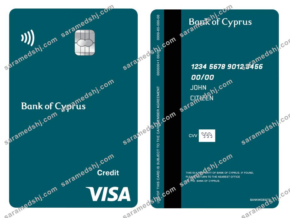 Cyprus Bank of Cyprus visa credit vertical card